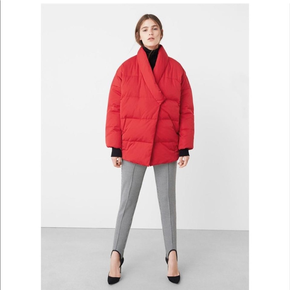 Mango Red Puffer Coat